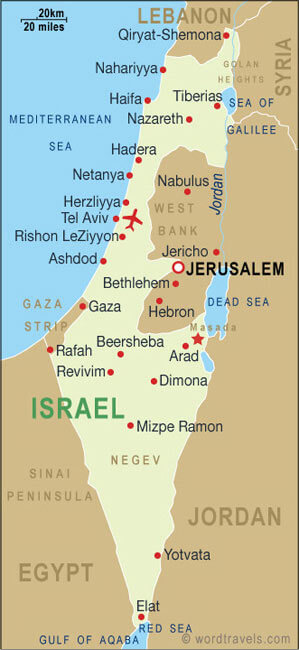 Map of Israel and Population