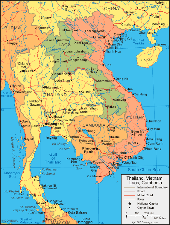 Largest Cities Map of Thailand