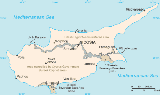 Akrotiri and Dhekelia South Cyprus Map