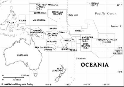 Outline Map Oceania