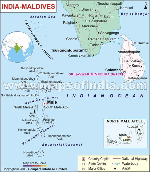 India Aaldives Map Male