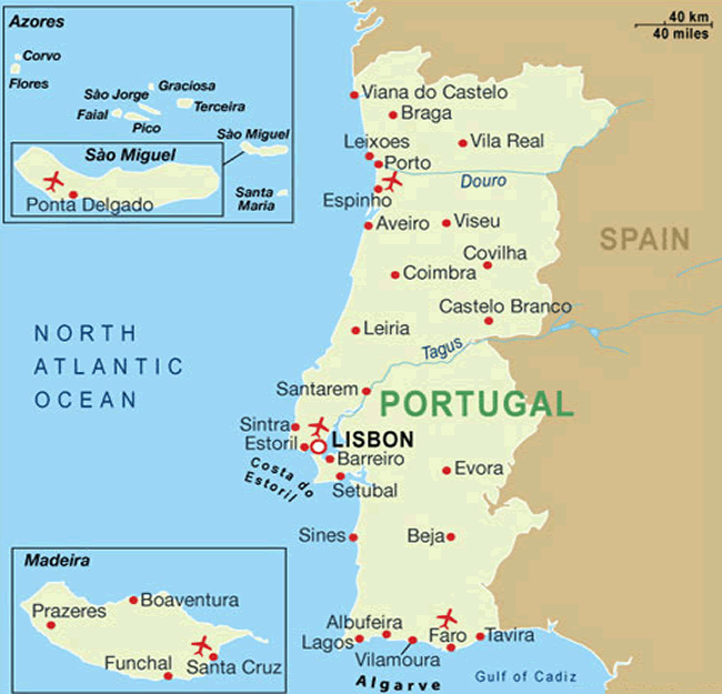Portugal Map Sao Miguel Madeira
