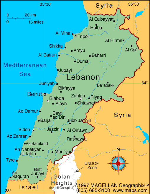 Map of Lebanon