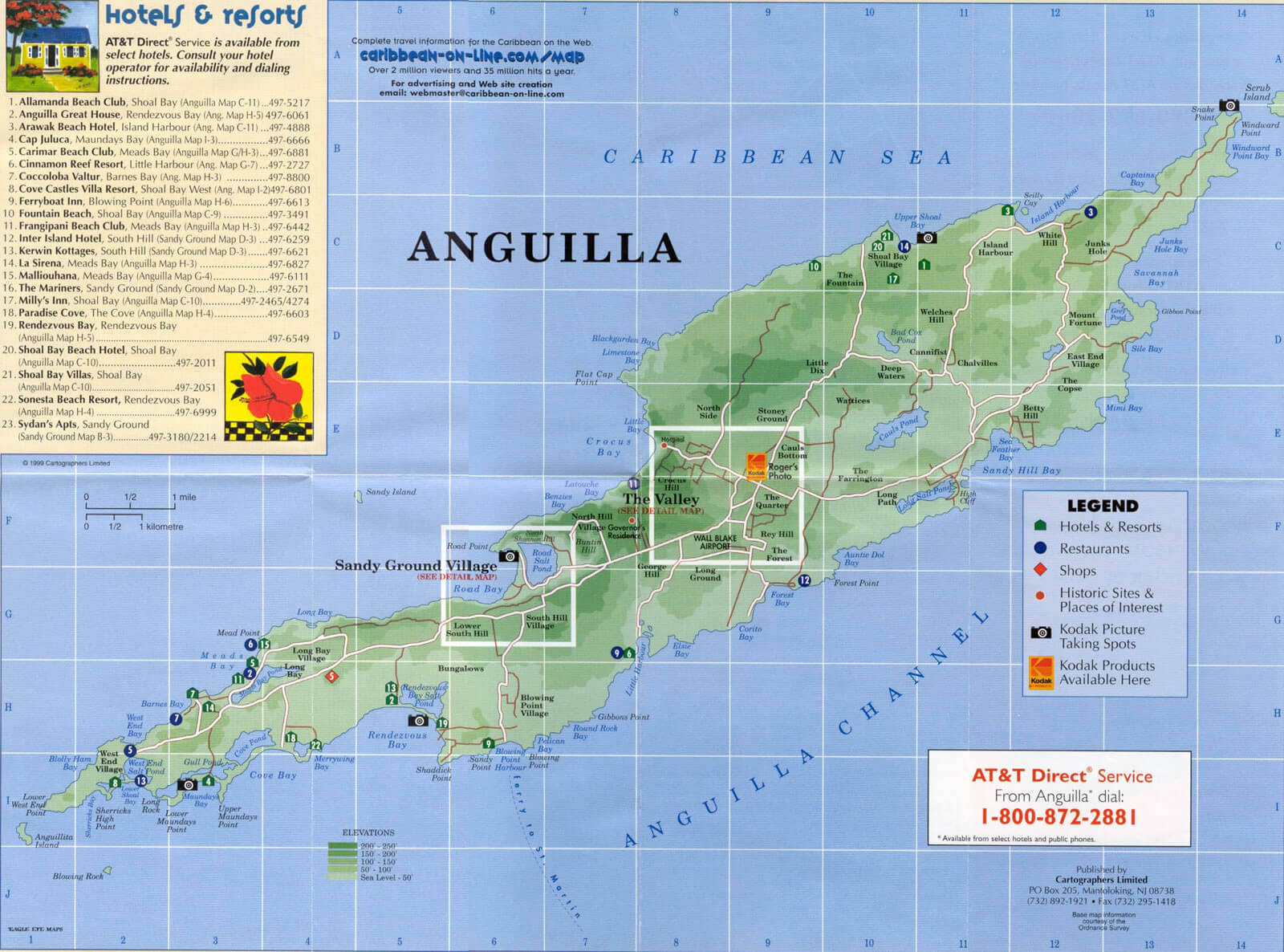 Map of Anguilla Caribbean Sea