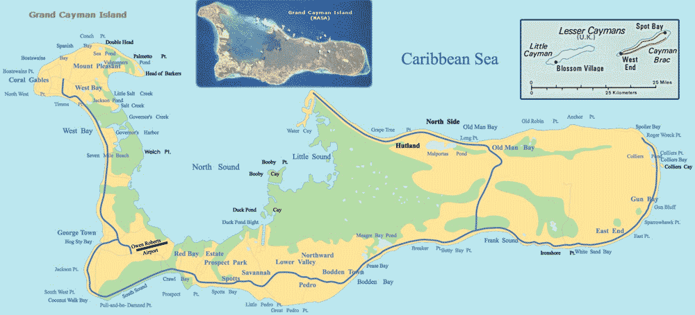 Cayman Islands Map Caribbean Sea