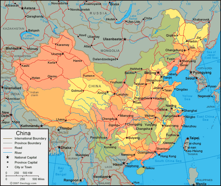 Kaart Van China En - Vogels