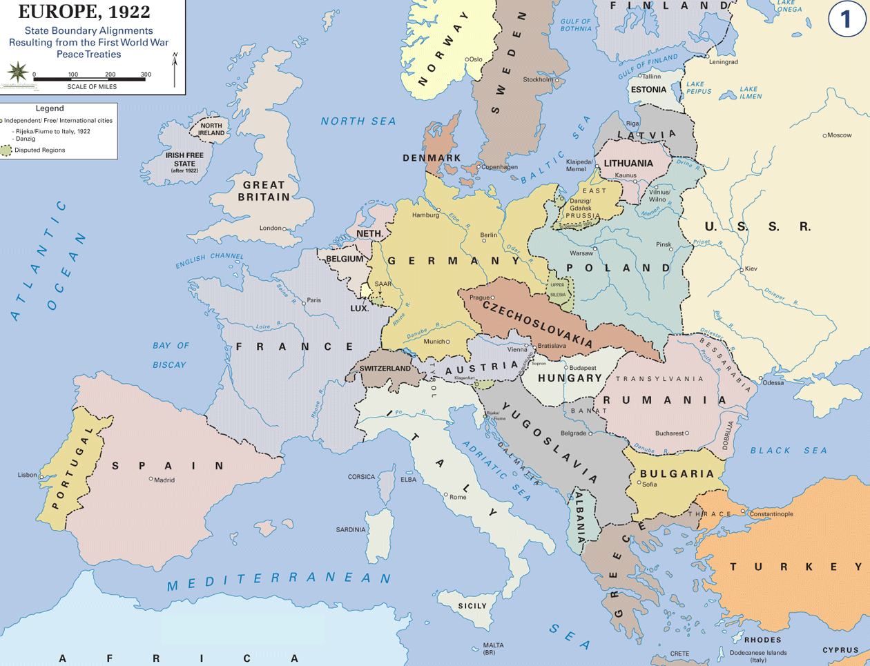 Europe Map After World War1