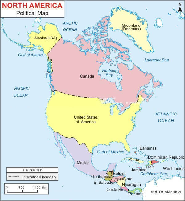 North America Political Map Countries