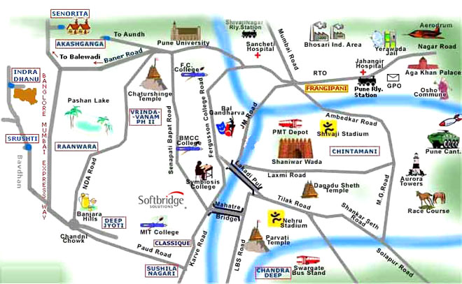 Pune Tourist Places Map Pune Map