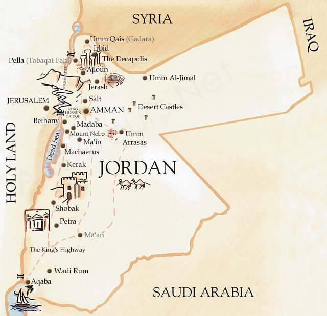 Jordan Tourist Map Ontheworldmap Com - vrogue.co