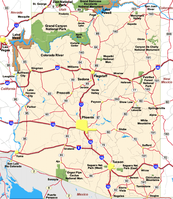 Administrative Map Of Arizona With Roads And Cities Arizona State - Vrogue