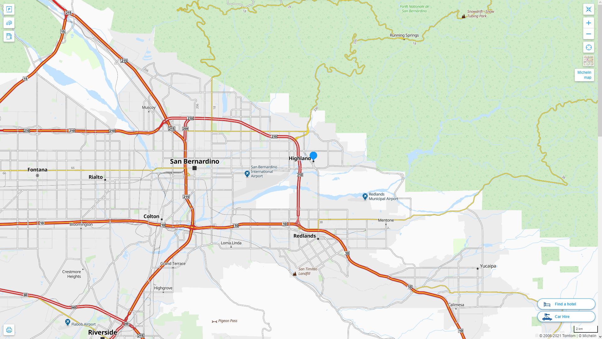 Highland California Map - United States