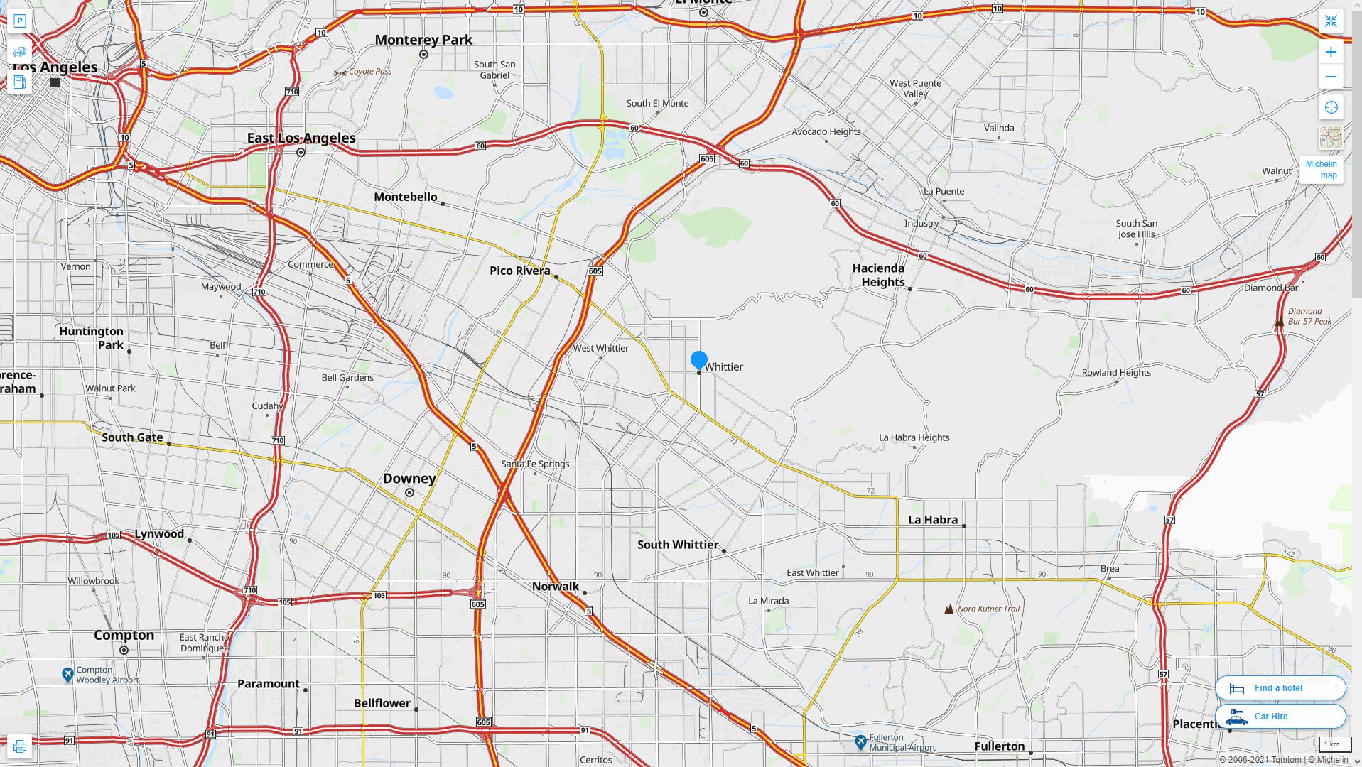 Whittier, California Map