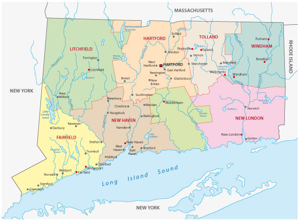 Connecticut administrative Map