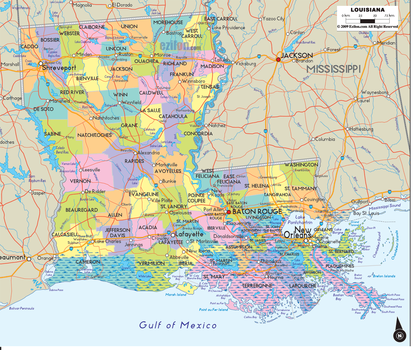 county map of louisiana Louisiana Cities Map county map of louisiana