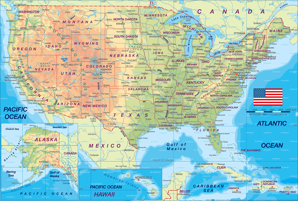 physical map of usa with states and cities United States Map physical map of usa with states and cities