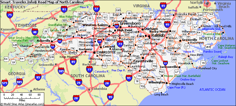 north carolina city map