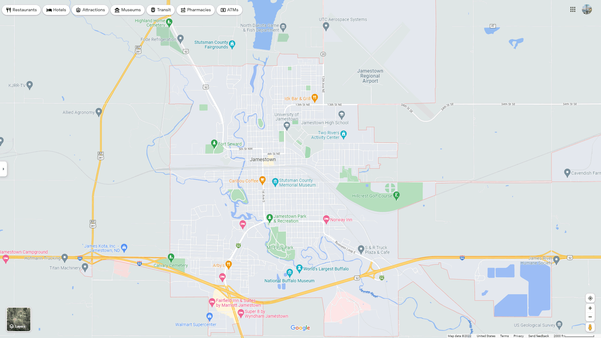 Jamestown North Dakota Map