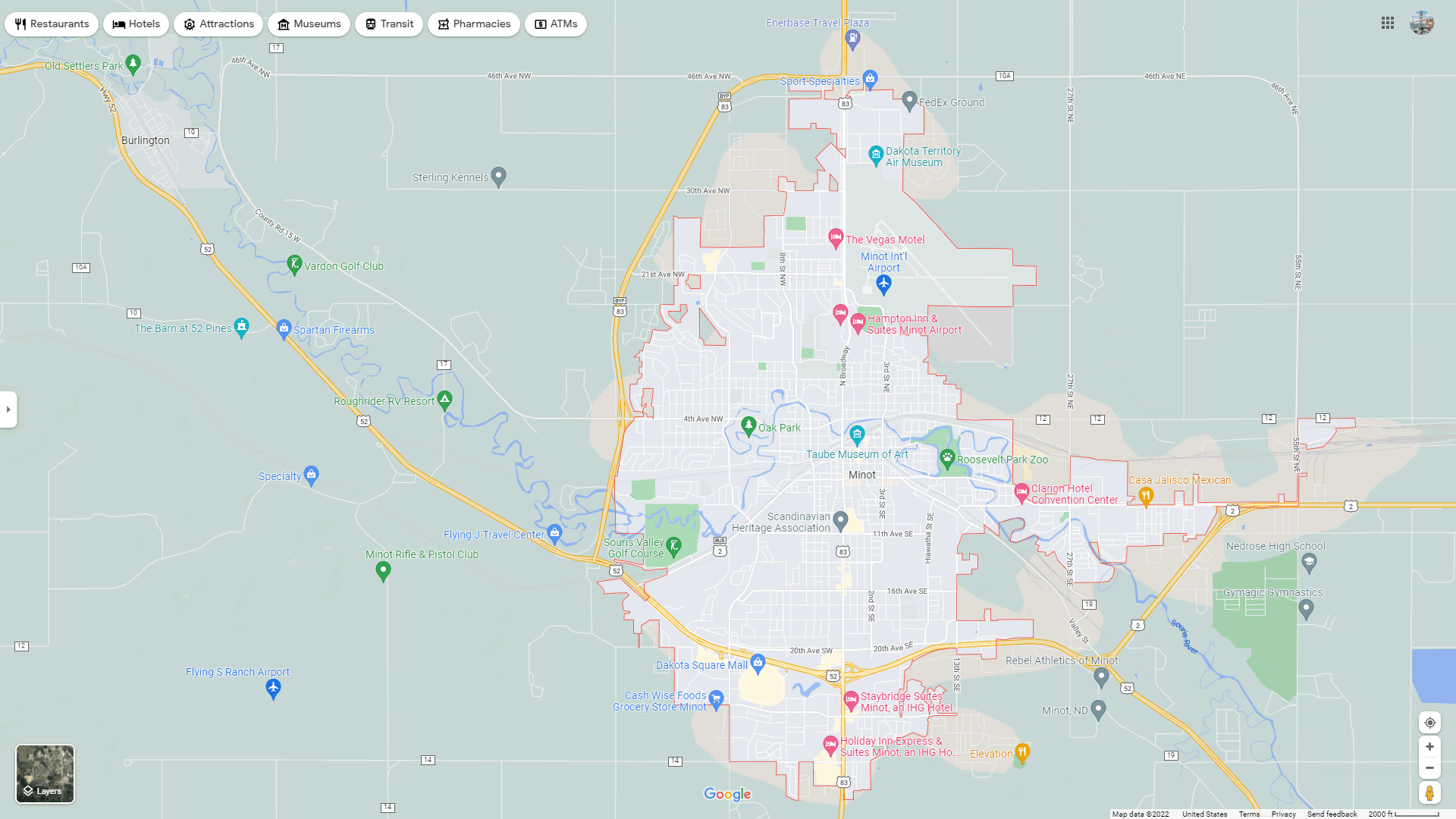 Minot, North Dakota Map