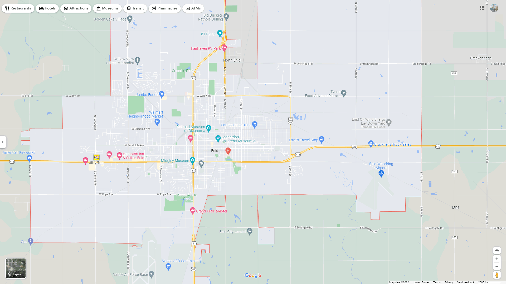 Enid, Oklahoma Map