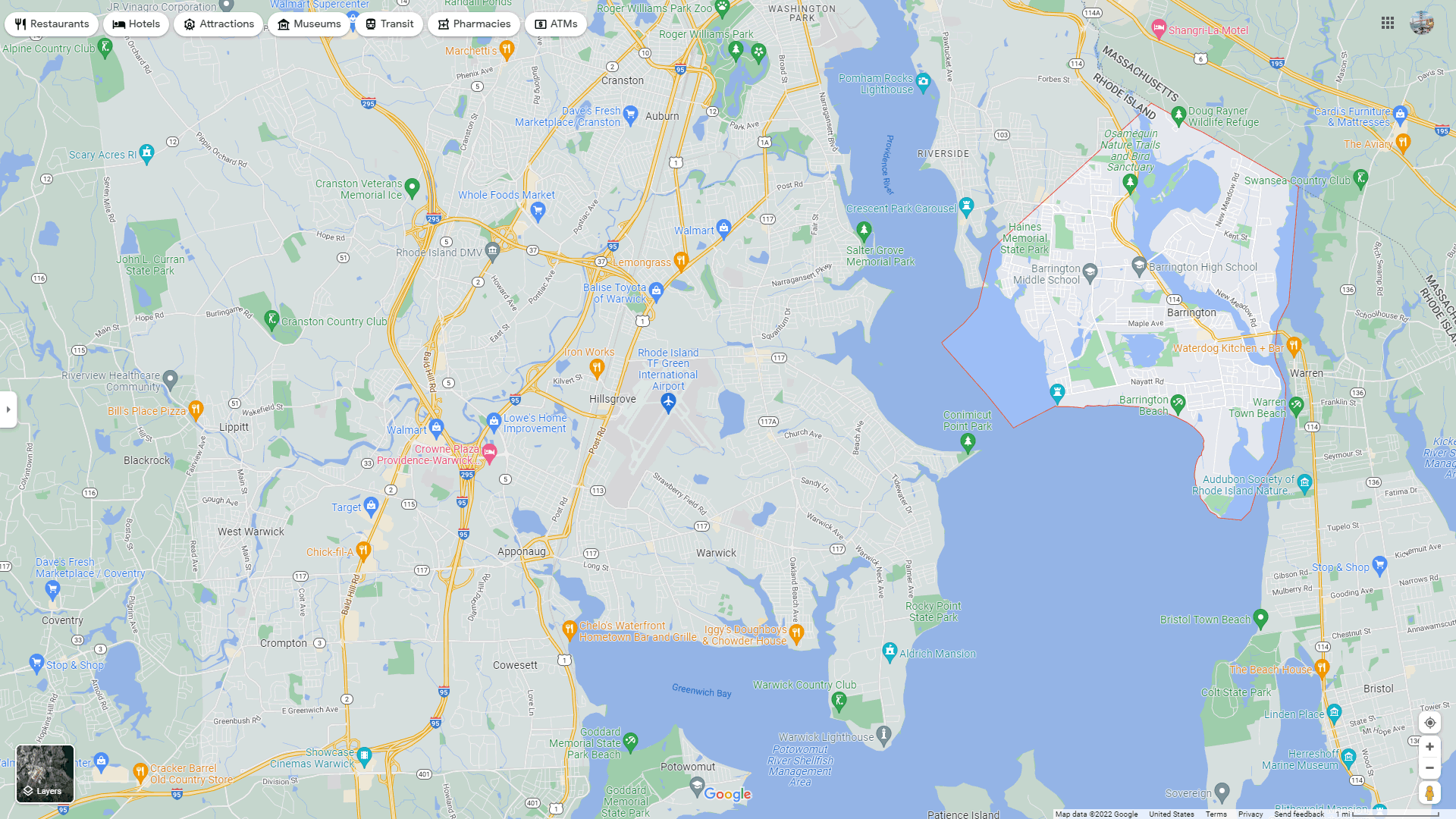 Barrington Town, Rhode Island Map