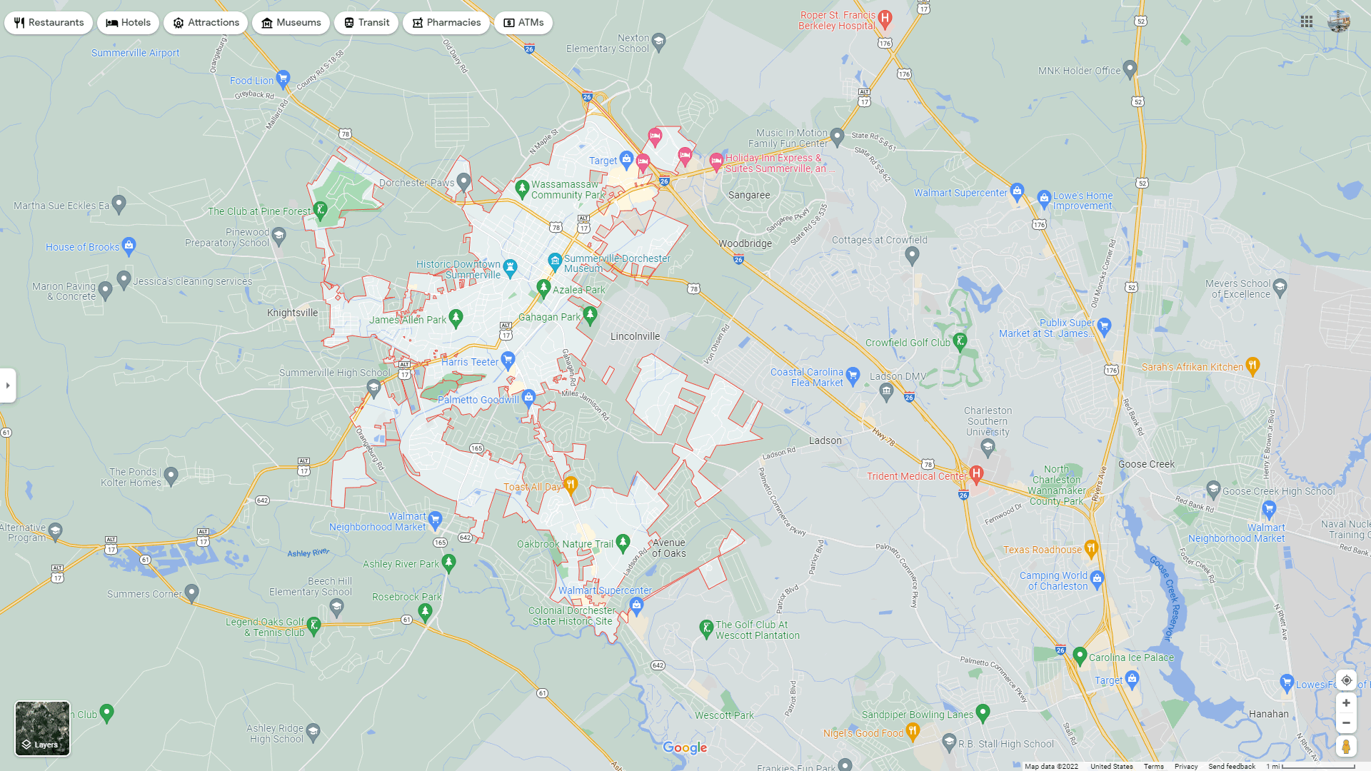 Summerville South Carolina Map