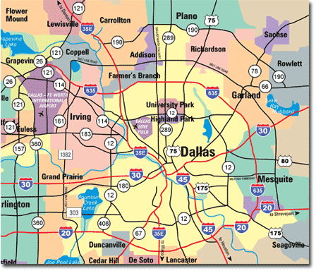 Google Map of the City of Dallas, Texas, USA - Nations Online Project