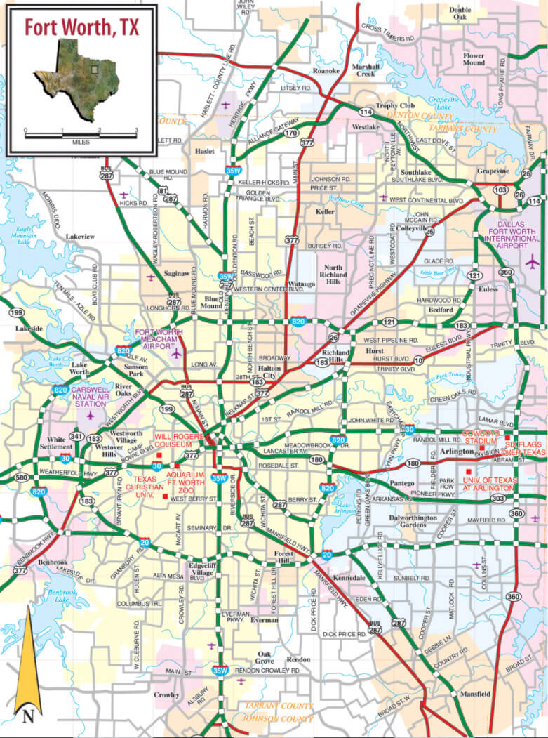 Fort Worth, Texas Map