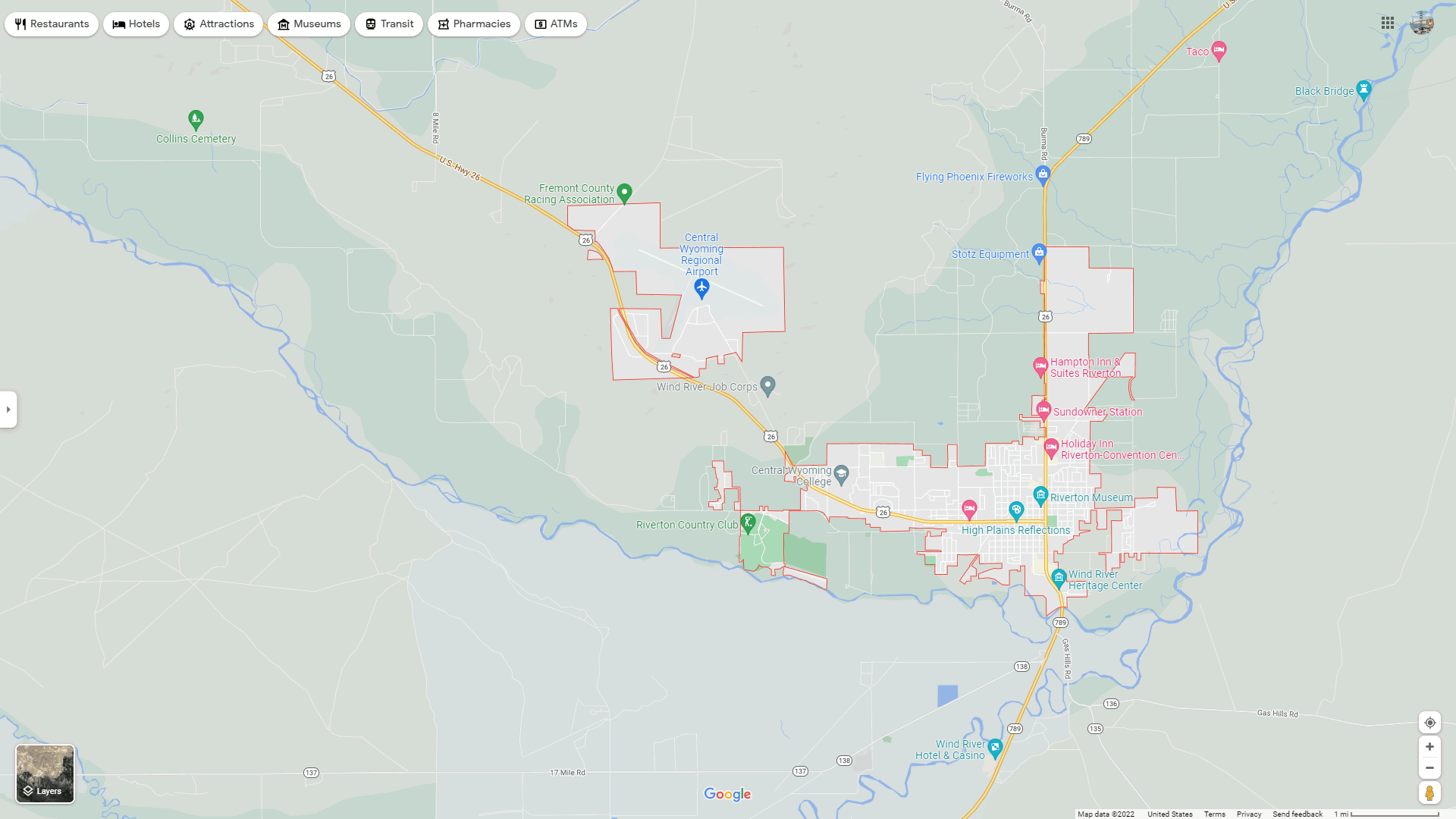 Riverton, Wyoming Map